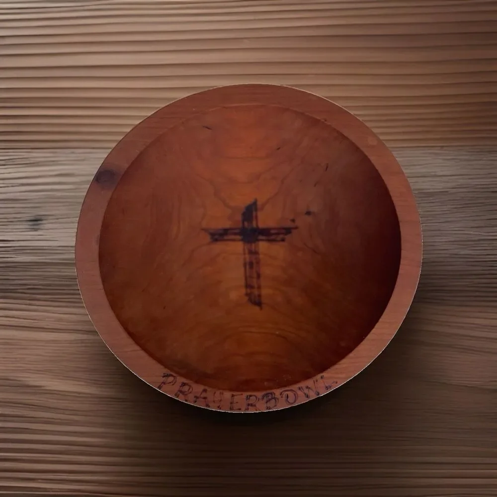 PrayerBowls Noah Large Handcrafted Wooden Prayer Bowl Cherry Wood 9.5